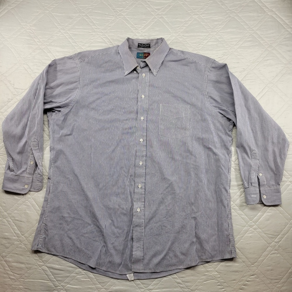 REPP‎ LTD gray pinstripe long sleeve dress shirt size 19/36 4XL